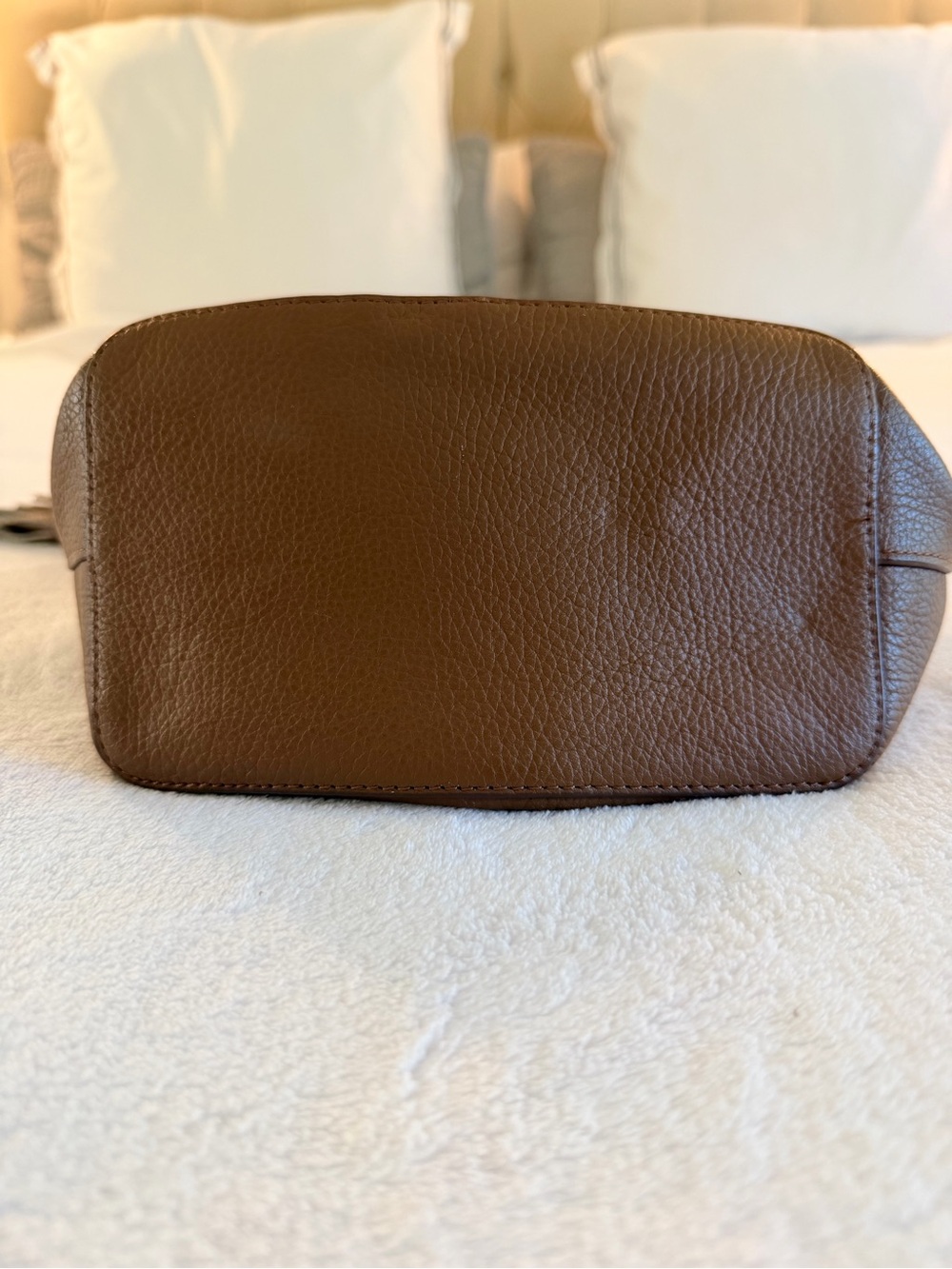 J. Crew Brown Leather Drawstring Bucket Crossbody - Picture 3 of 5